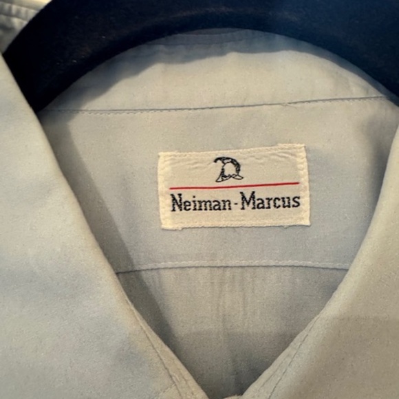 Neiman Marcus Short Sleeve Collared Button Down Light Blue Mens Shirt 15" 10.5" - Picture 3 of 7